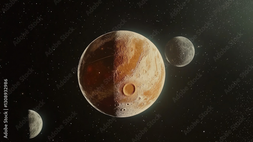 Wall mural a dynamic space composition featuring a vibrant earth and its companion moon in deep space.
