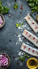 Raw Fish Fillets Prepared With Herbs And Spices