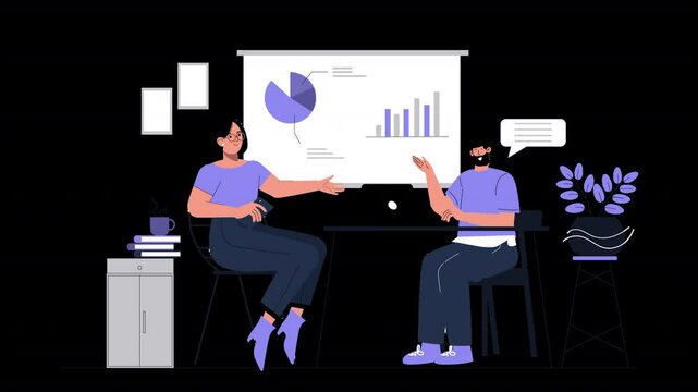 A dynamic flat character animation showcasing leaders and teams devising effective business strategies.