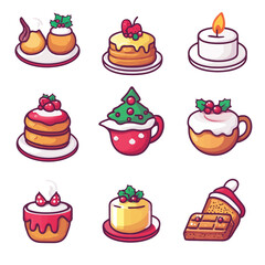 Whimsical Christmas Desserts: Holiday Treats with Festive Cartoon Icons