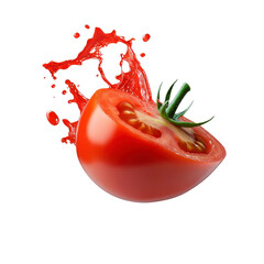 Juicy Tomato Splashing in Kitchen Food Photography Vibrant Ingredients Culinary Scene