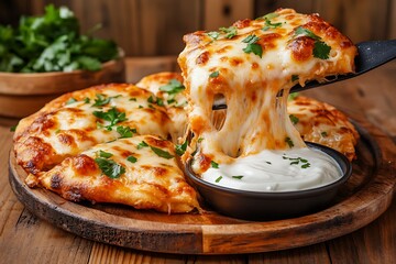 Cheesy Garlic Bread with Dipping Sauce &ndash; Delicious Hot Appetizer