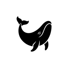 Humpback whale silhouette design sea mammal animal sign and symbol