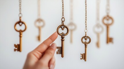 Hand Holding Vintage Key, Symbolic Access Art for Minimalist Decor Trends, Selective focus
