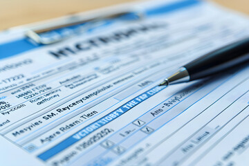 Obraz premium Standard Certificate of Insurance SR22 Form Highlighted for Focus and Understanding