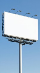 blank mockup display billboard against clear blue sky, perfect for outdoor advertisement  
