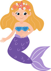Cute Mermaid Character Illustration