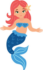 Cute Cartoon Mermaid Illustration