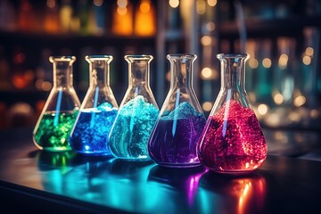 Chemical flasks in the laboratory