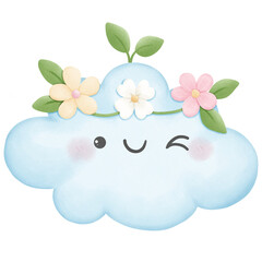 world environment day with spring flowers and cloud