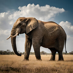 Obraz premium A massive elephant standing tall with its trunk lifted higher