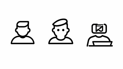 Icon Set of Diverse Male Characters with Creative Expression Designs