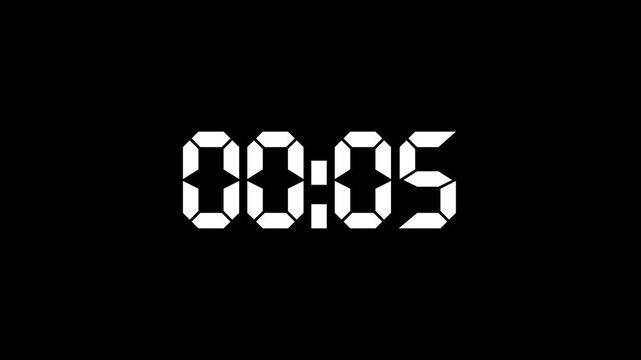 Two minute countdown animation from 0 seconds to 2 minutes on a black background