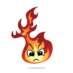 angry fire mascot illustration for design. cute and playful concept.  flame, burning, hot, inferno, danger, energy, and firestorm themes themes