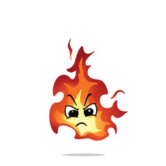 angry fire mascot illustration for design. cute and playful concept.  flame, burning, hot, inferno, danger, energy, and firestorm themes themes