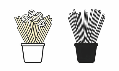 Creative Illustration of Pasta and Noodles in Decorative Pots