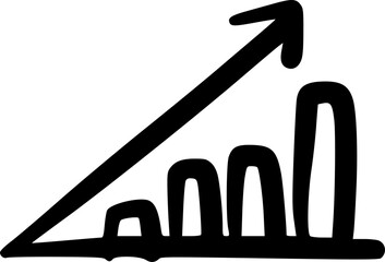 Hand-Drawn Black and White Upward Arrow Representing Business Success Doodle Illustration