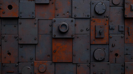 Abstract Metal Texture with Rusty Plates and Industrial Elements