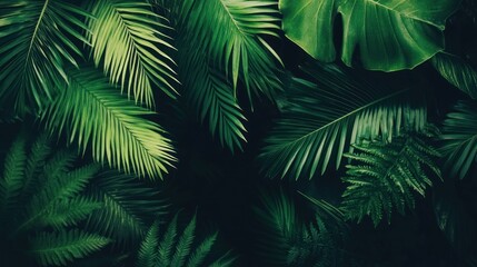 Tropical leaf background, lush greenery, nature backdrop, for use in design
