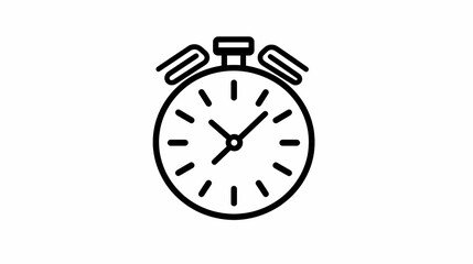 Fototapeta premium Black and White Line Art of Stopwatch on White Background