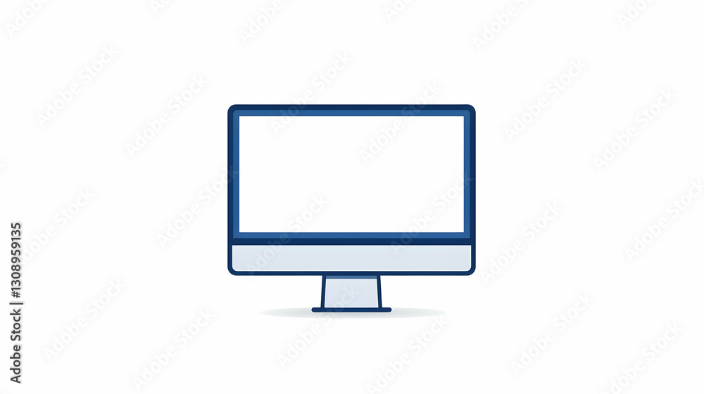 Poster minimalistic desktop computer design with blank screen and simple stand
