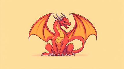 Cartoon Dragon with Wings and Vibrant Colors on Light Background