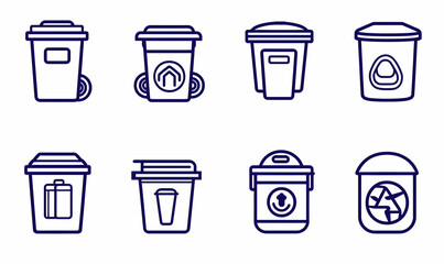 Various Trash Containers and Recycling Bins Illustrations