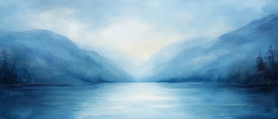 Fototapeta premium Misty Blue Lake Mountainscape