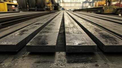 Fototapeta premium A black steel rolling machine flattening thick metal slabs.