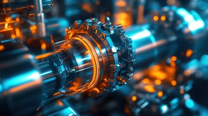 A close-up of a high-pressure gas pipeline system in a production facility.