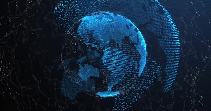 Image of network of connections over globe - Powered by Adobe