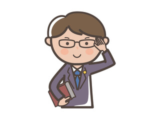 敬礼をする男性弁護士の上半身イラスト