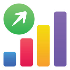 Gradient color icon, illustration for Infographics, graph, sales, increase.