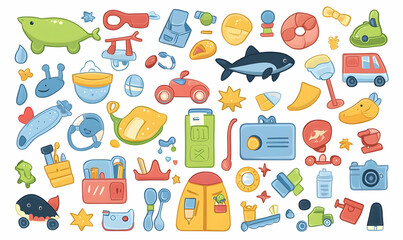 Colorful Collection of Fun Toys and Playful Objects for Kids