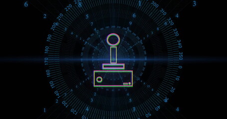 Obraz premium Retro joystick and numbers, gaming technology image