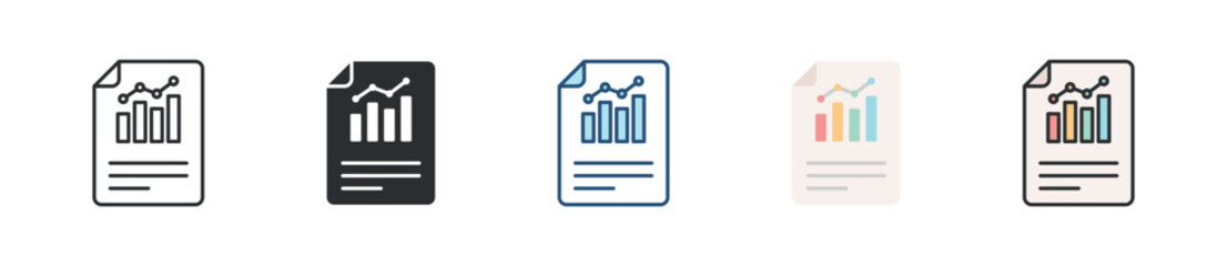 Business Report Icon Set Multiple Style Collection