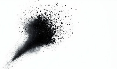 Fototapeta premium Abstract Black Powder Explosion on White Background for Creative Use