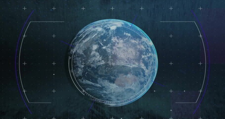 Naklejka premium Image of scope scanning over spinning globe