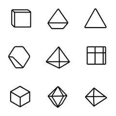 Geometric Shapes Outline Set: Cube, Prism, Pyramid, Rhombus, and More