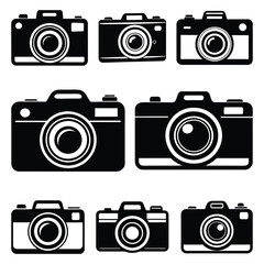 Professional Photography Camera Silhouette Clipart, DSLR Outline Illustration, Minimalist Camera Art for Logos, Social Media, and Branding