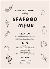 Sea food menu design template