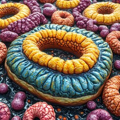 Naklejka premium Detailed structure of cell membranes with lipid bilayers and protein channels. Generated AI