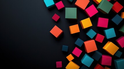 Fototapeta premium Vibrant Colorful Cubes Arranged on a Black Background Creating Depth