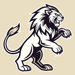 Naklejka premium Fierce lion sports mascot illustration with bold, dynamic style for logos, team branding, and merchandise.