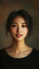 Fototapeta premium A Portrait of a Young Woman with Dark Hair