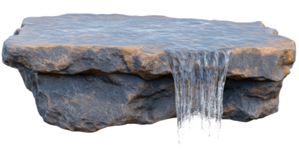 Waterfall feature on rock platform outdoor garden landscape view