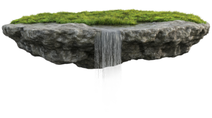 Floating waterfall island nature scene 3d environment serenity