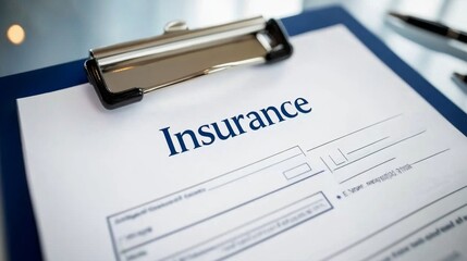 Home Insurance Policy Document, clipboard displaying a detailed insurance form, bold header emphasizing importance of home protection