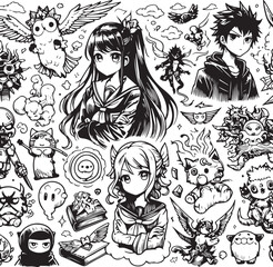 Create a  man and women tattoo vector art silhouette with white background.