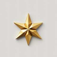 Obraz premium Gold Eight Pointed Faceted Star on White Background